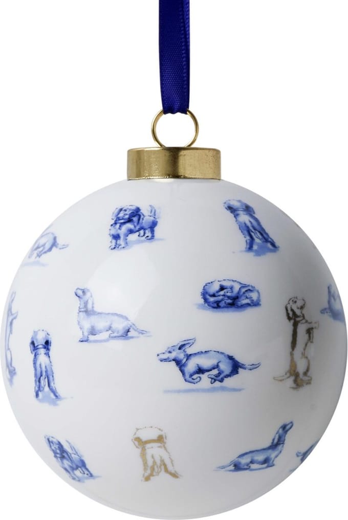 Kerstbal Teckel Nhaan hondentrucjes - Keramiek - 8 cm