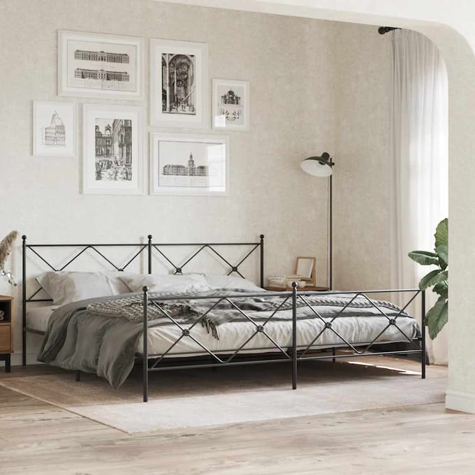 vidaXL - Vervangend - hoofdbord - 193 - cm - metaal - zwart