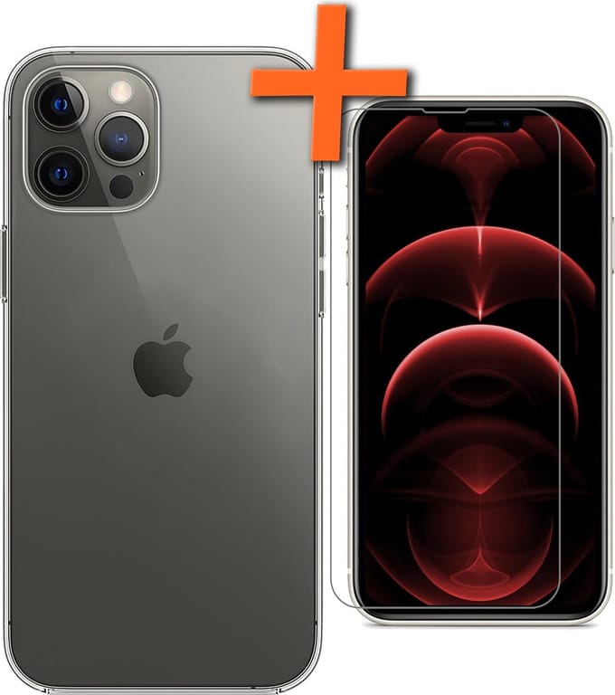 Hoes - Met Screenprotector - Geschikt voor Apple iPhone 13 Pro Max - Sterk & Shockproof - Back Cover - Siliconen Case - Telefoon Hoes - Transparant