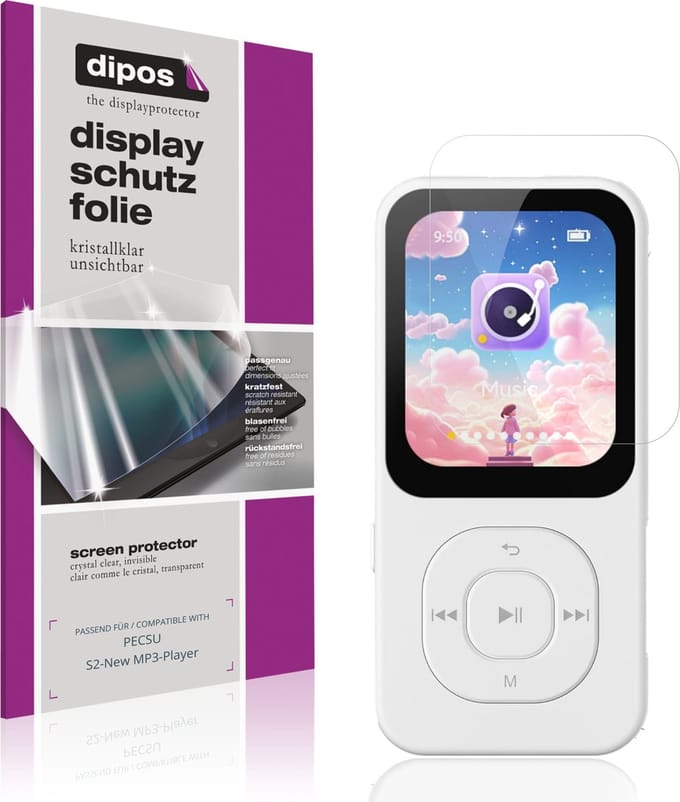 dipos – 4x Beschermfolie geschikt voor PECSU S2-New MP3-Player | Krasbestendige & heldere Screenprotector Ultra-Thin