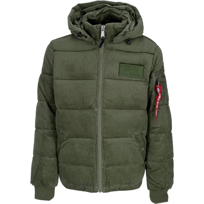 Saliegroene jas voor heren met pufferkoord