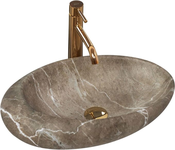 Rea Roxy B Stone Nature Opzetwastafel Steen Imitatie 49x31 cm