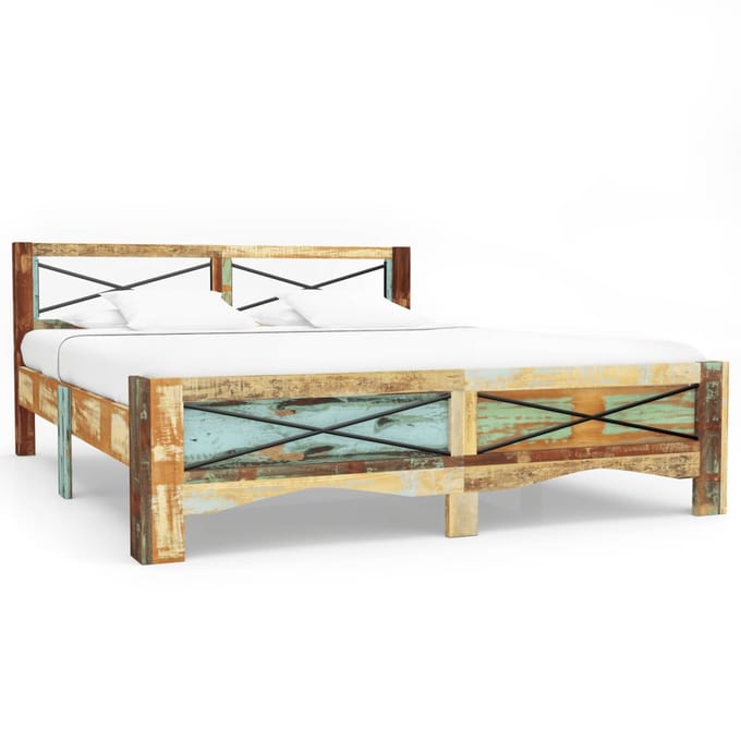 Massief Houten Bedframe zonder Matras Gerecycled Hout 140x200 cm