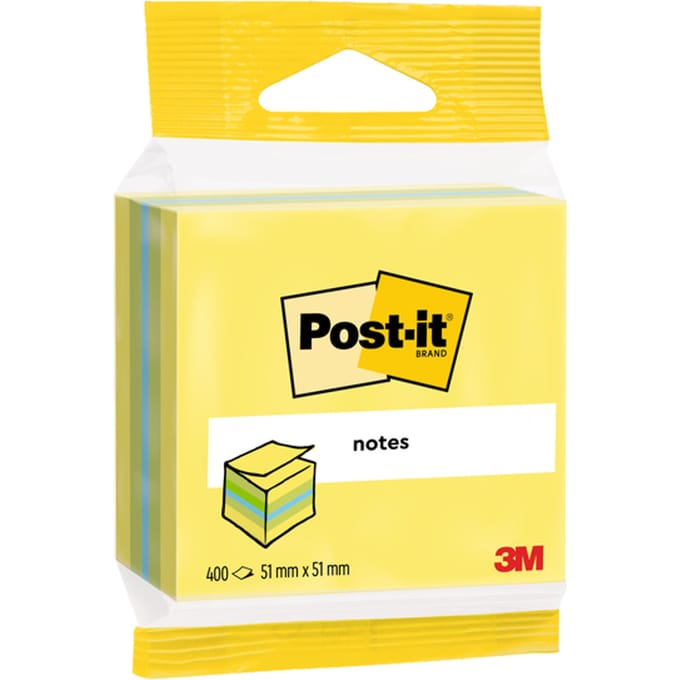 Memoblok 3M Post-it 2012L 51x51mm kubus ass kleur 400 vel