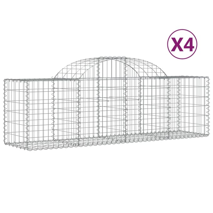 vidaXL - Schanskorven - 4 - st - gewelfd - 200x50x60/80 - cm - gegalvaniseerd - ijzer