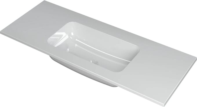 INK® Faktor wastafel polystone midden zonder kraangat 120x45x1,5cm, glans wit