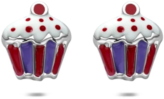 Zilveren gerhodineerde oorknoppen cupcake 7,5 mm - 1341853