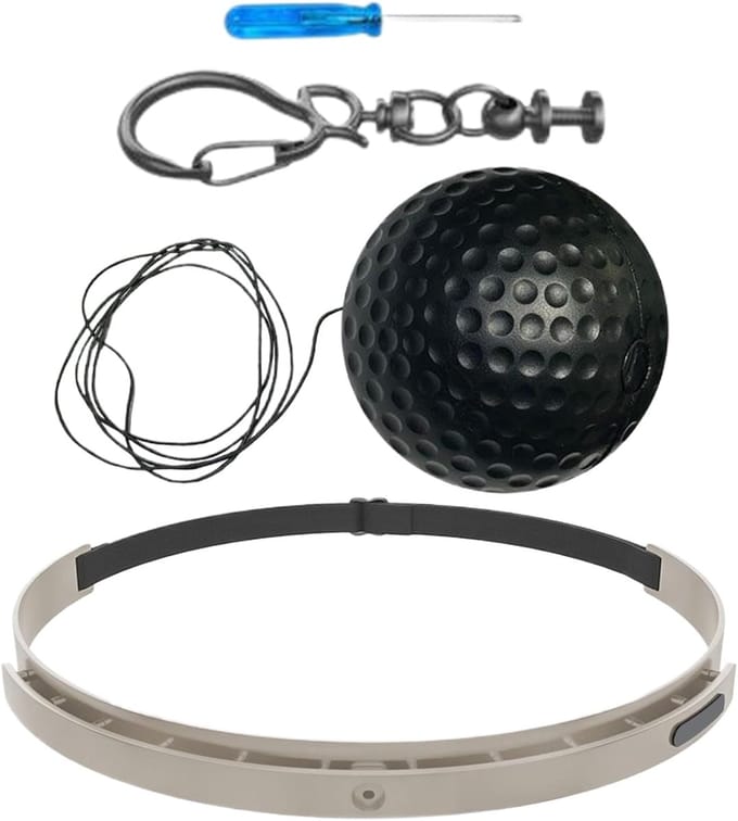 Boks Trainingsbal - Reactiebal - Reflexen Verbeteren - Hoofdband Montage - 6 cm Diameter - Zwart