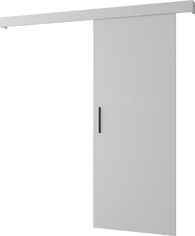 InspireMe - Schuifdeursysteem met rail - 90x204cm - AGRA I - Wit Mat + Wit frame + Zwart Handvat met Soft-Close system