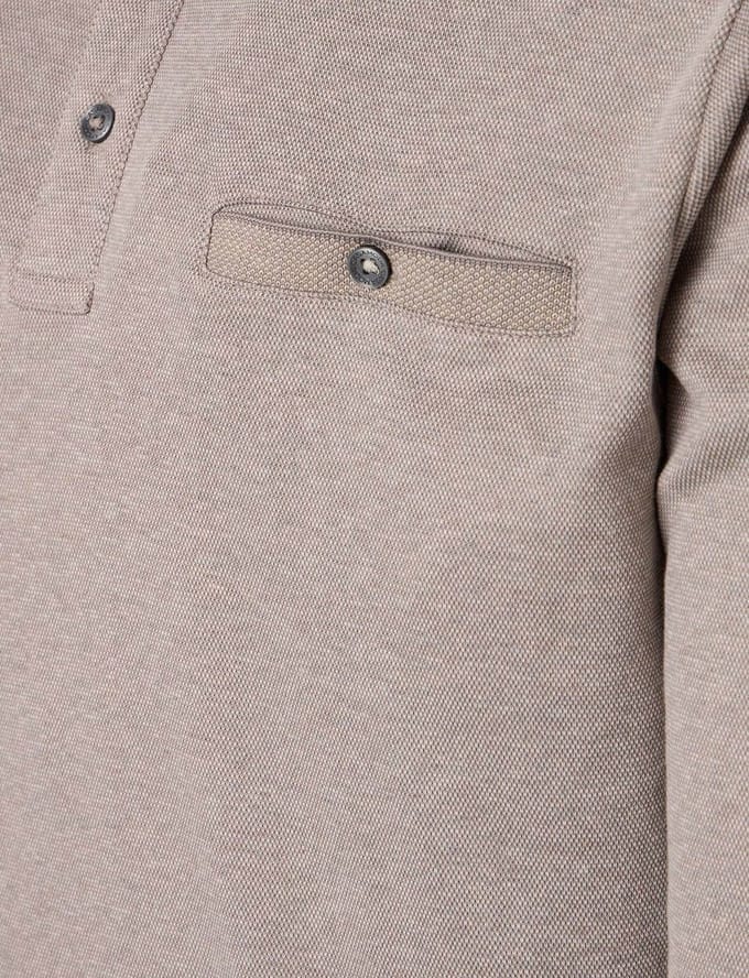 CASA MODA comfort fit heren polo lange mouw - beige dessin