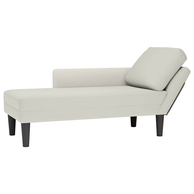vidaXL - Chaise - longue - met - kussen&rechterarmleuning - fluweel - crèmekleurig