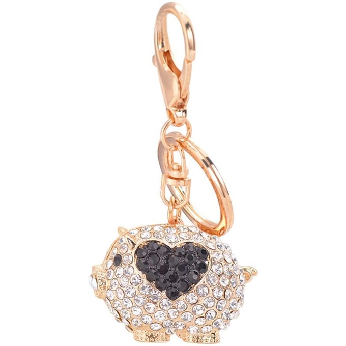 Mode Schattig Varkentje Koppel Vrouwen Sleutelhanger Sieraden Cadeau (Wit Zwart) beige