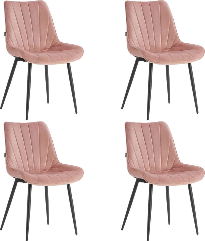 Colenis® - Lesedi Eetkamerstoel - Set Van 4 - Roze - Velvet