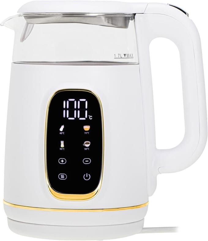 Nexvo® Waterkoker glas - Waterkoker - Wit Goud - ‎21cm x 16cm x 25cm