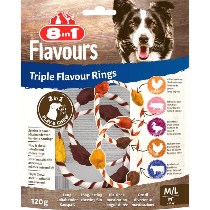 120g 8in1 Triple Flavour Rings hondensnacks