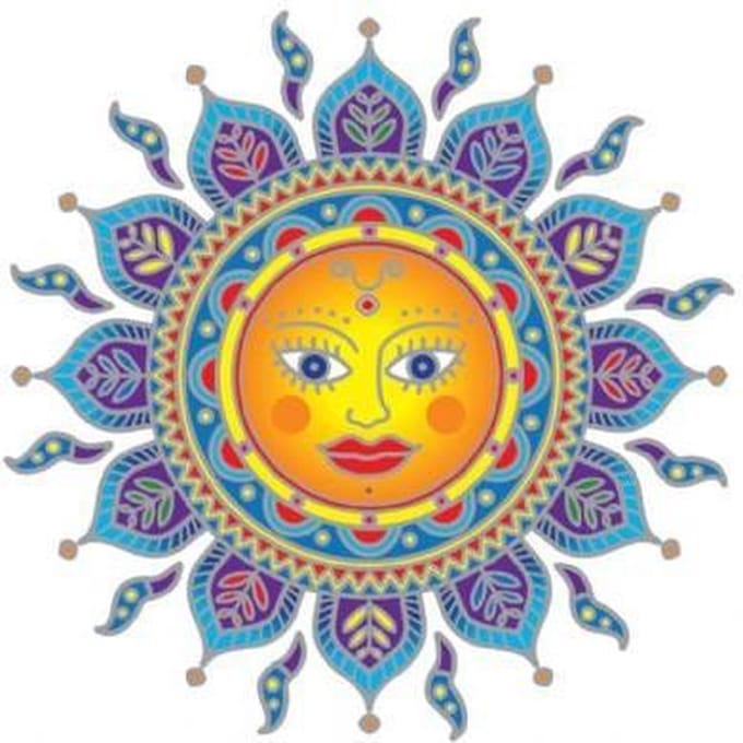 Raamsticker - Gouden Zon - 14 cm