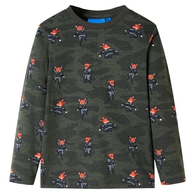 vidaXL - Kinderpyjama - met - lange - mouwen - 104 - kakikleurig