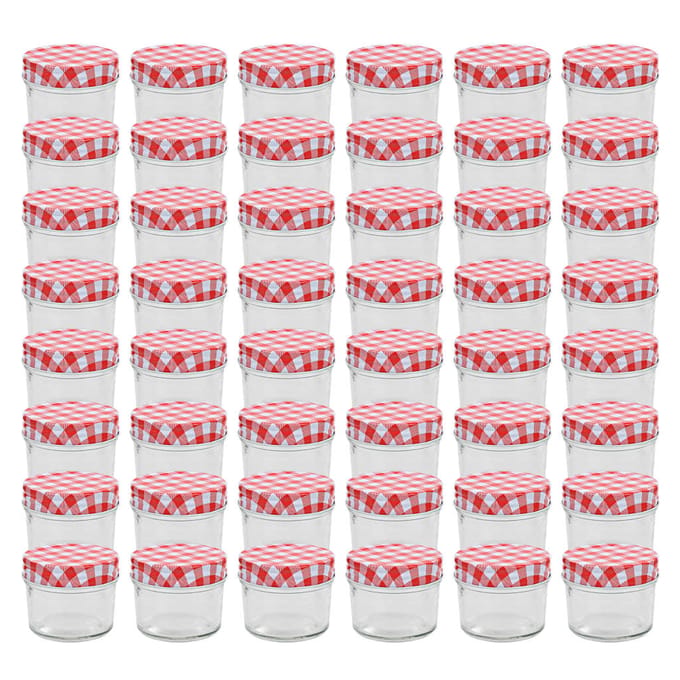vidaXL - Jampotten - met - wit - met - rode - deksels - 48 - st - 110 - ml - glas