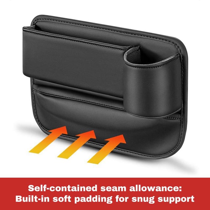 Boîte de rangement pour siège de voiture, porte-gobelet en cuir multifonctionnel, organisateur de siège universel pour voiture Driver Side noir