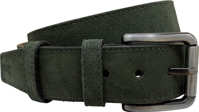 Riem Heren - Riem Dames Groen Suede Leer - 4.5 cm breed - 110 cm (taille tot 90 cm)