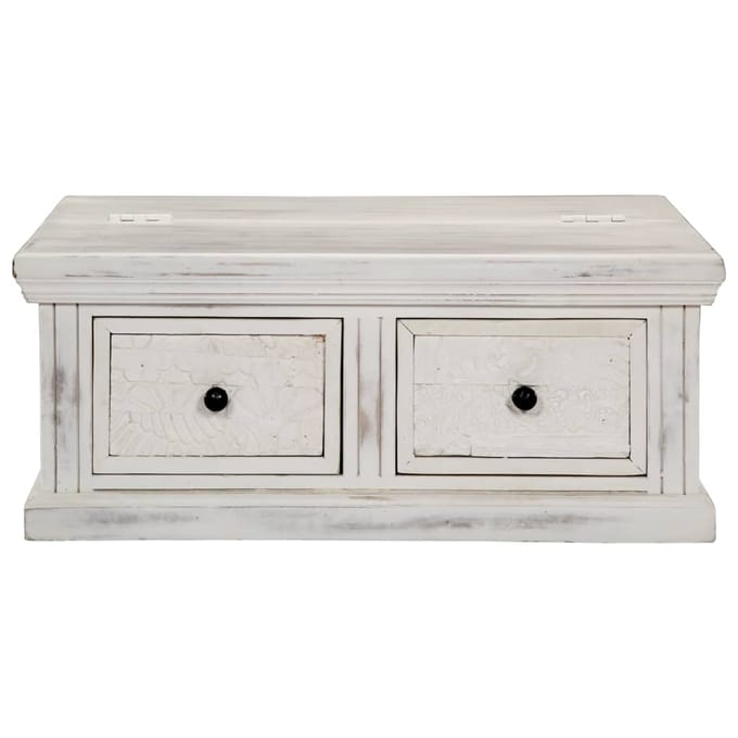vidaXL - Salontafel - 70x70x30 - cm - massief - mangohout - wit