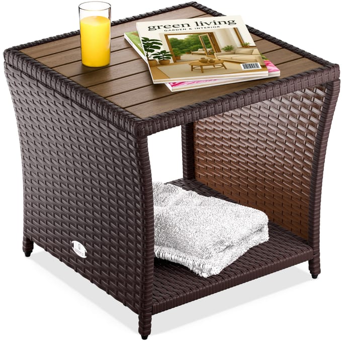 Casaria Bijzettafel - Polyrattan Vierkant 45x45x40cm - Bruin