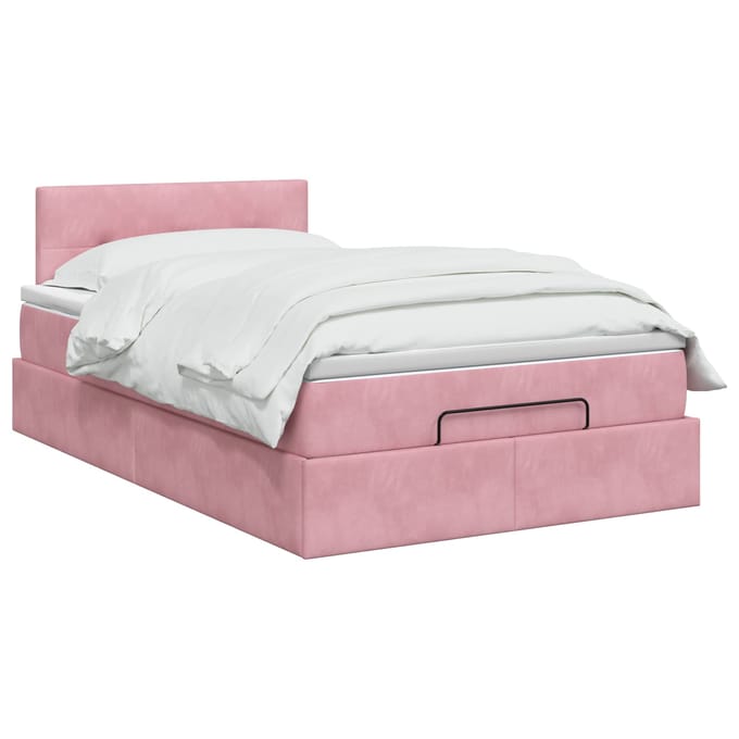 vidaXL - Ottoman - bed - met - matras - met - hoofdeinde - Roze - 120 - x - 200 - cm - Fluweel