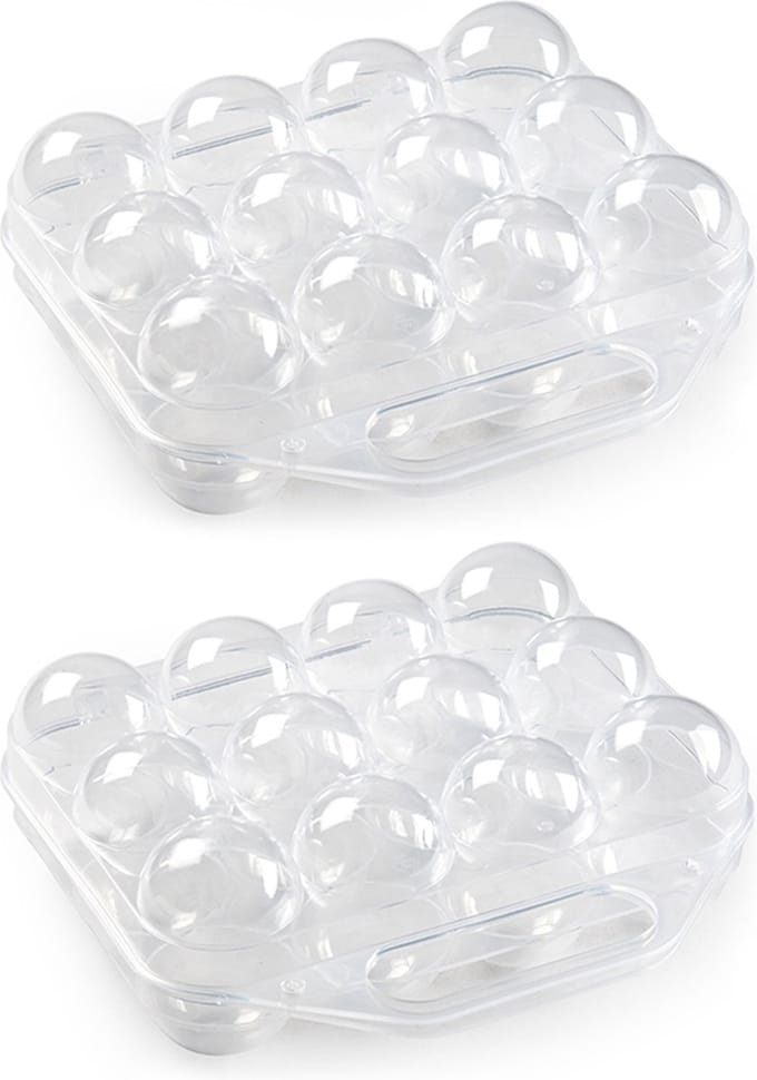 Plasticforte Eierdoos - 2x - koelkast organizer eierhouder - 12 eieren - transparant - kunststof - 20 x 19 cm