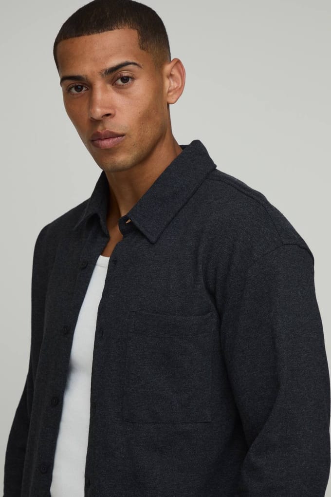 Oversized Boxy Shirt and Relaxed Short Set | Charcoal | Size Medium