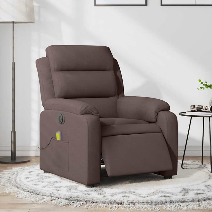 vidaXL - Massagestoel - elektrisch - verstelbaar - stof - donkerbruin