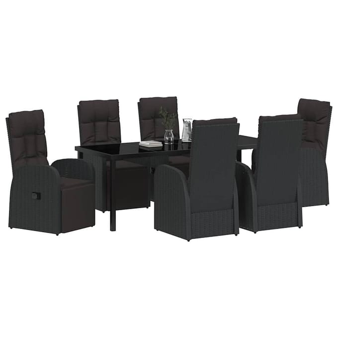 vidaXL - Tuin - Eettafel - Set - 7 - st - Zwart - poly - rattan