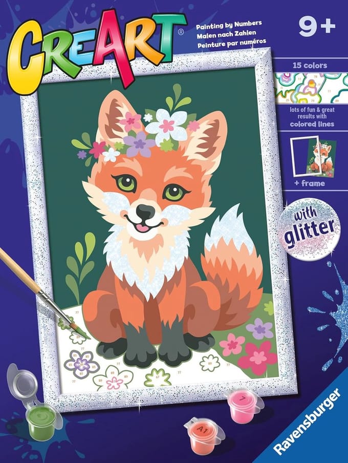 Schilderen op Nummer Set - Vos met Bloemen voor Kinderen vanaf 9 Jaar