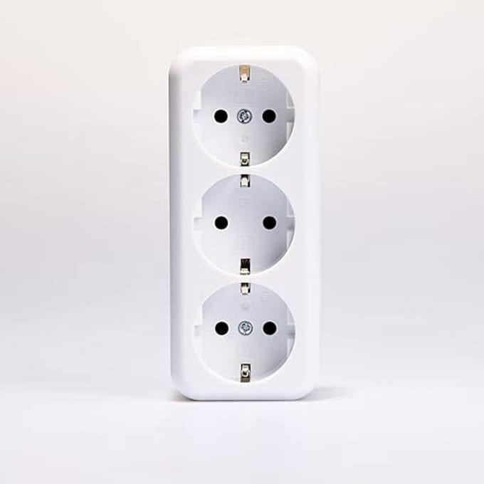 Opbouwdoos met 3 Geaarde Stopcontacten - Driehoekige Design