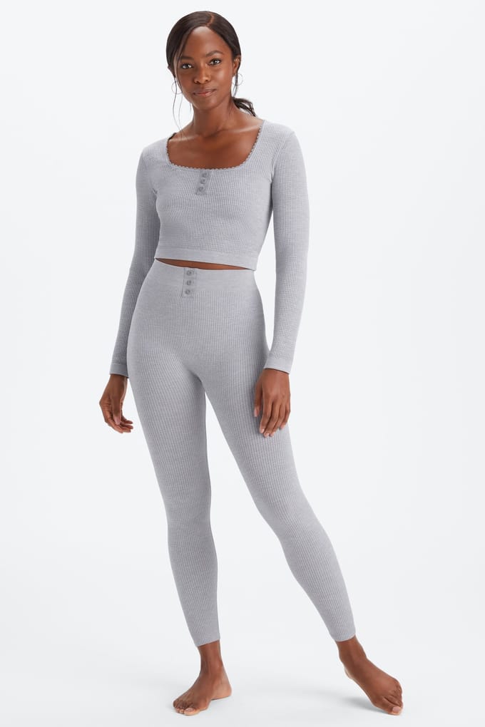 Fabletics Cable Knit 7/8 Classic Grey Heather/gravity Grey Taglia: L Short | Leggings Outlet | Donna | Grigio