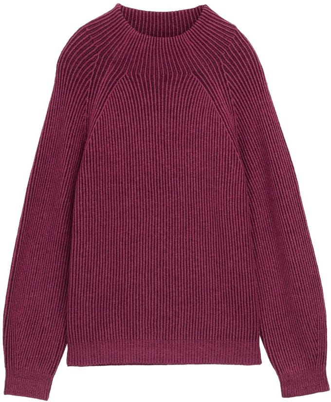 Tom Tailor - Losvallende gebreide trui met opstaande kraag - Maat L - red rib structure