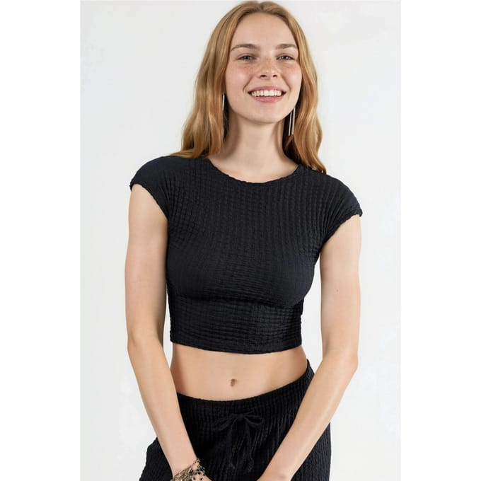 Geklede Geribbelde Crop Top