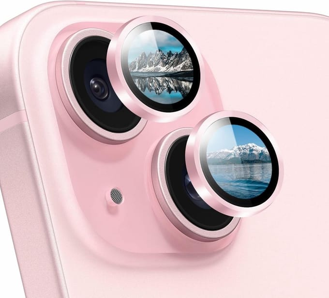 iPhone 15 / 15 Plus Camera Lens Screen Protector Pink - Screenprotector - Camera Protector iPhone 15