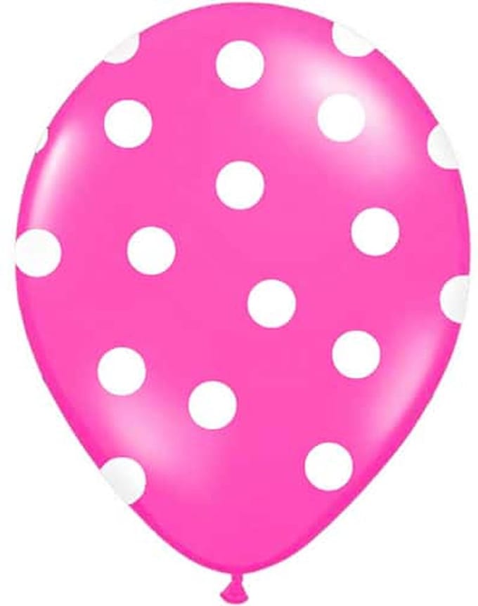 Partydeco - Ballonnen Fuchsia dots wit 6 stuks
