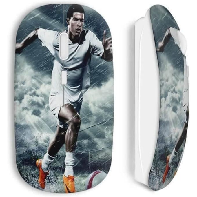 Souris Sans Fil - Cristiano Ronaldo - Football - USB - Compatible Mac et PC - Blanc