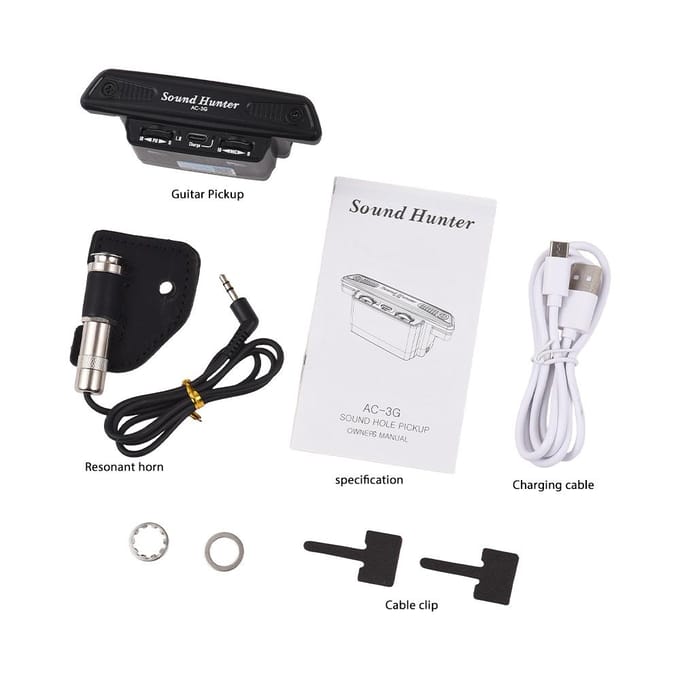 Sound Hunter Gitaar Pickup Houten Gitaar Klankgat Trillings Pickup Actief Pickup Systeem Dubbele Spoel zwart