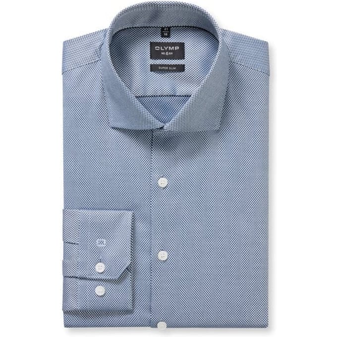 OLYMP No. Six Overhemd, Super Slim, Royal Kent, Koningsblauw