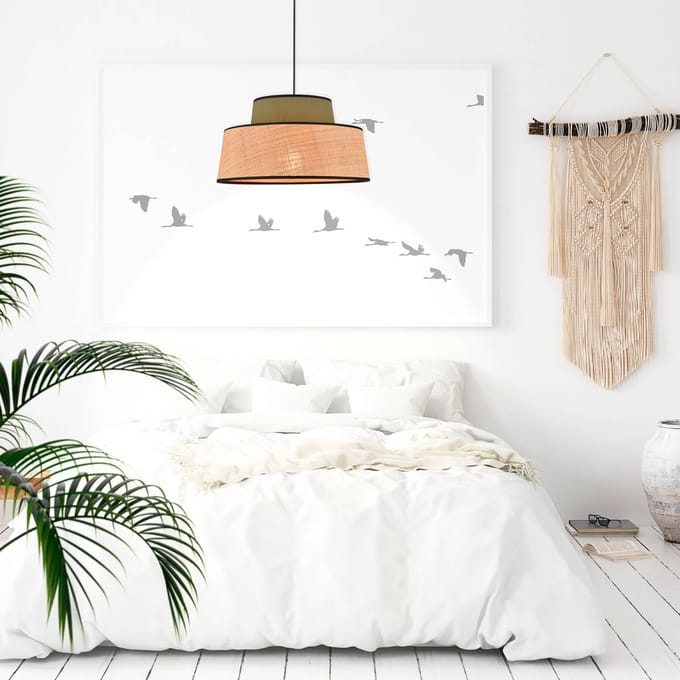 COREP Hanglamp Mallorca, kaki/naturel, Ø 38 cm, stof/bast