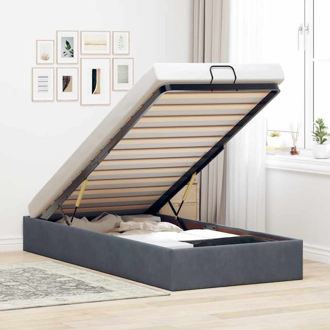 vidaXL - Bedframe - zonder - matras - 90x190 - cm - fluweel - donkergrijs