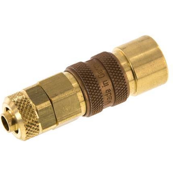 Messing DN 5 Bruin Luchtkoppeling Snelkoppeling 6x8 mm Push-On - CLS5-N-B-BRO-P-6