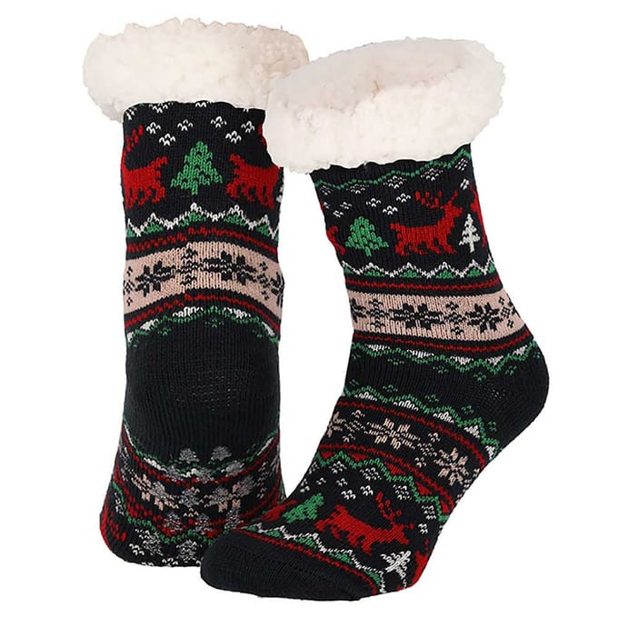 Dames huissokken kerst - Blauw / One size
