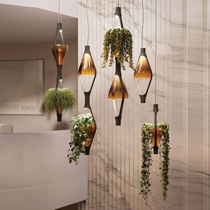 kdln LED hanglamp Viceversa, glas amber, 1-lamp