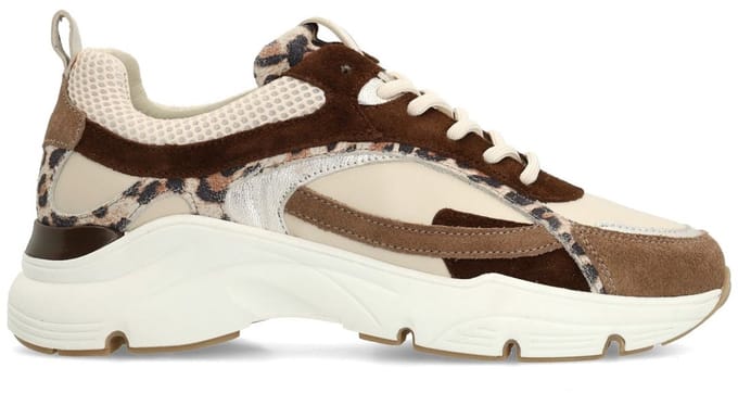 Manfield - Dames - Beige suède sneakers - Maat 37