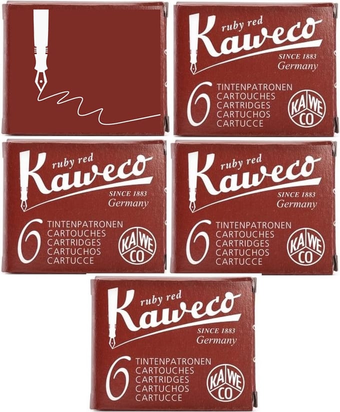 Kaweco Vulpen vullingen 5 doosjes Rood, Ruby Red