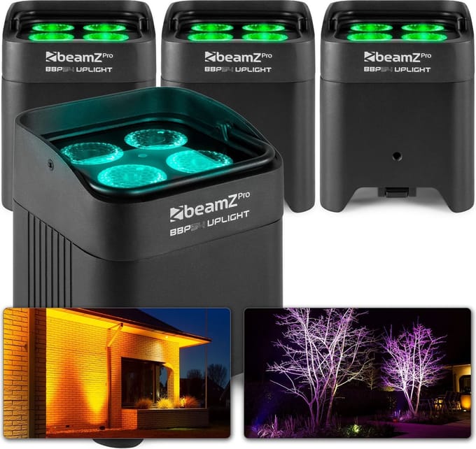 Uplighter - Set van 4 BeamZ BBP54 Uplights met 4x 12W LED's - Waterdicht (IP65)