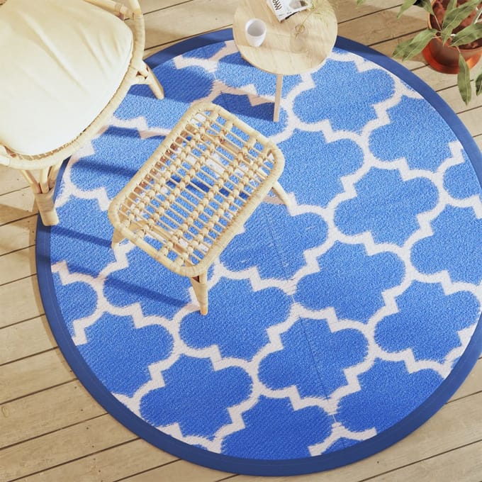 vidaXL - Buitenkleed - ARAKIL - Ø160 - cm - polypropeen - blauw